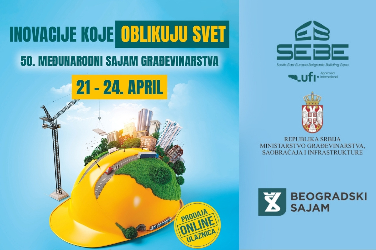 Institucionalna najava 50. jubilarnog sajma građevinarstva SEEBBE pod pokroviteljstvom Ministarstva.